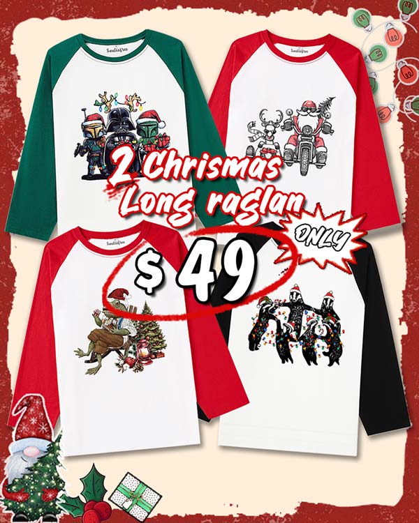 2 Christmas Raglan T-shirts Only $49