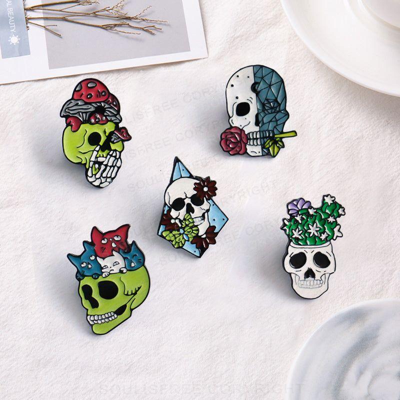 Flower Skull Pins