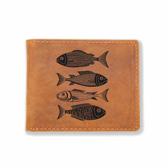 Fish That Meet And Separate Leather Wallet