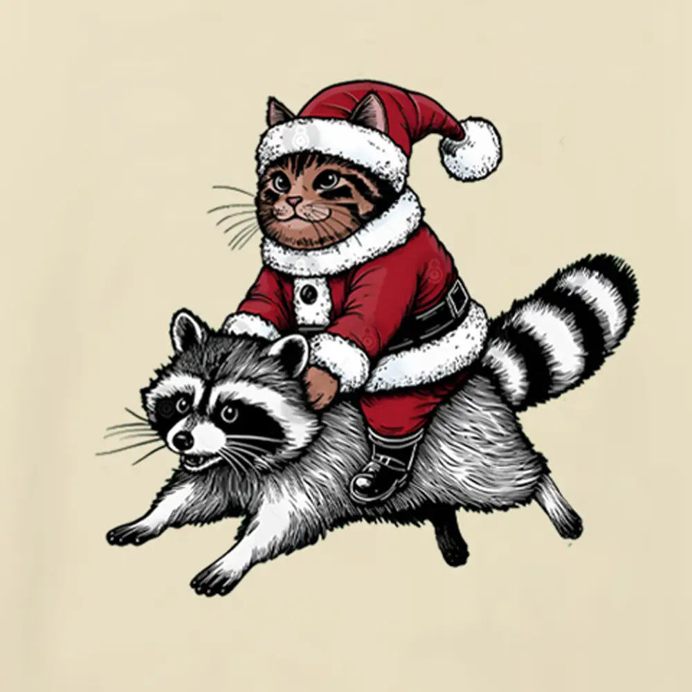 Christmas Cat Riding A Raccoon Ⅰ