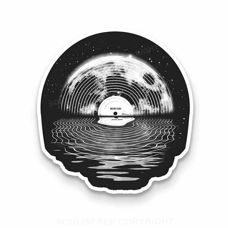 Record Moon 1PC Sticker