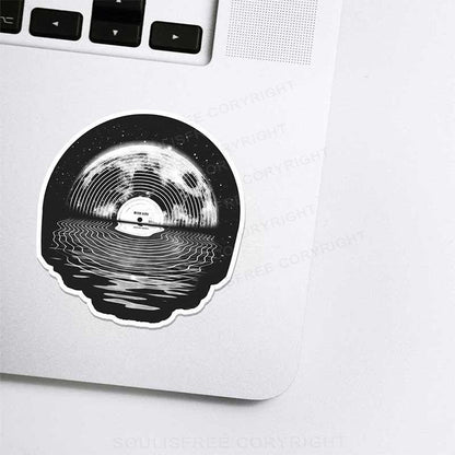 Record Moon 1PC Sticker