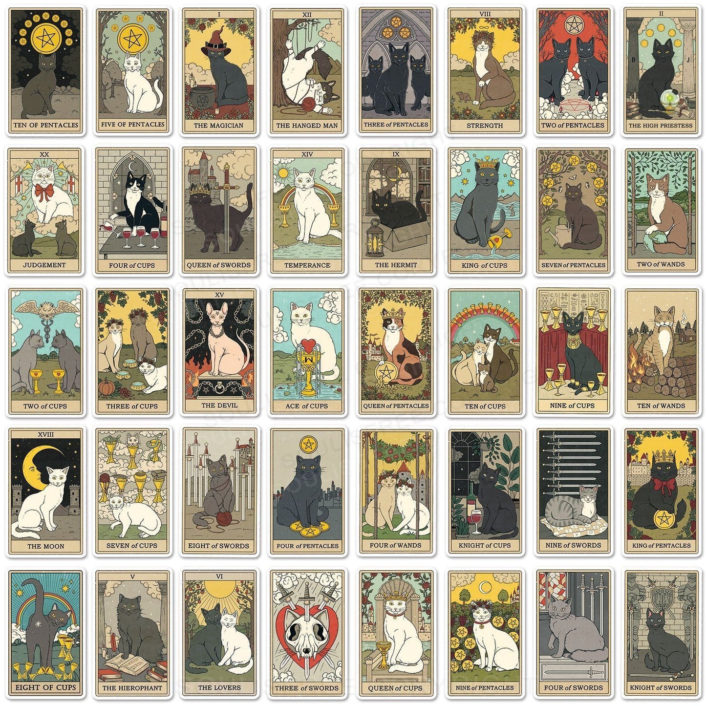 Cat Tarot 78PCS Stickers