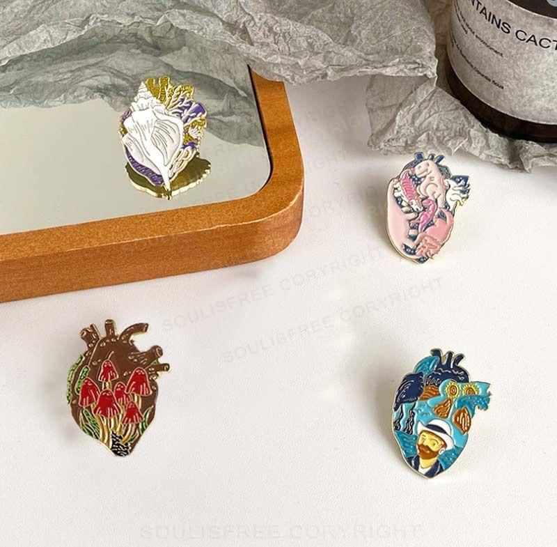 Oil Painting Heart Modeling Pin