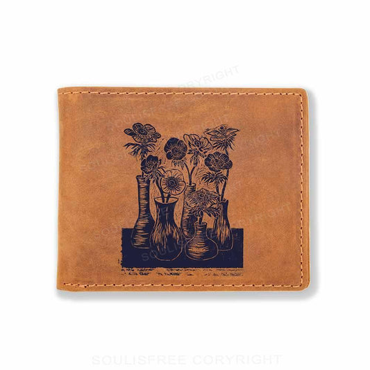 Flowers In Vase Leather Wallet