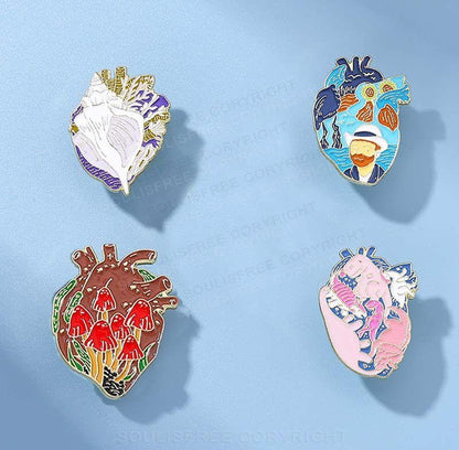 Oil Painting Heart Modeling Pin