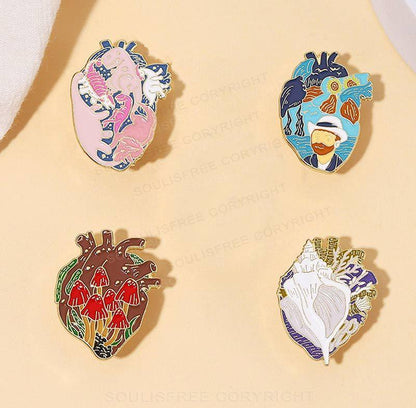 Oil Painting Heart Modeling Pin