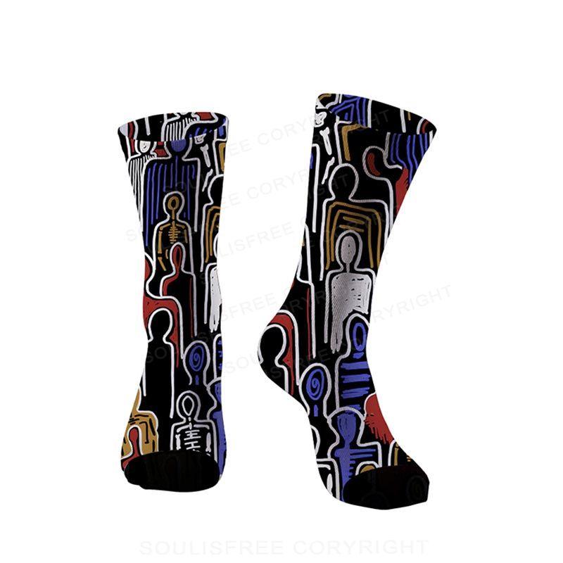 Abstract Human Figure Full Print Socks