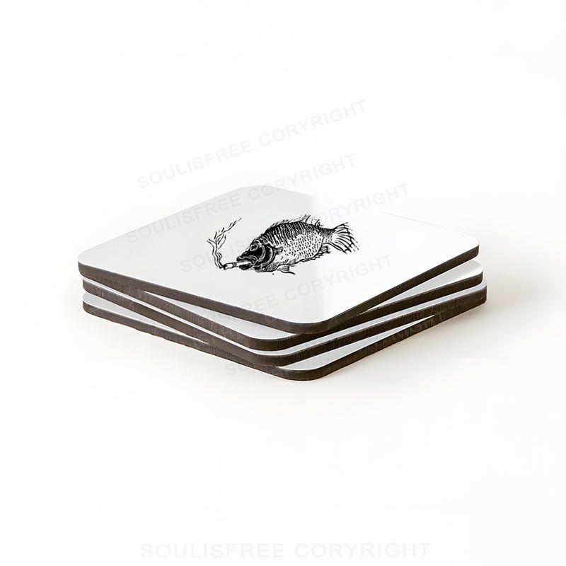 Smoking Fish Drink Coaster