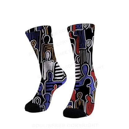 Abstract Human Figure Full Print Socks