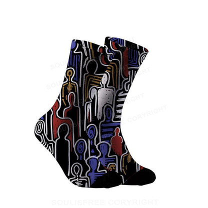 Abstract Human Figure Full Print Socks