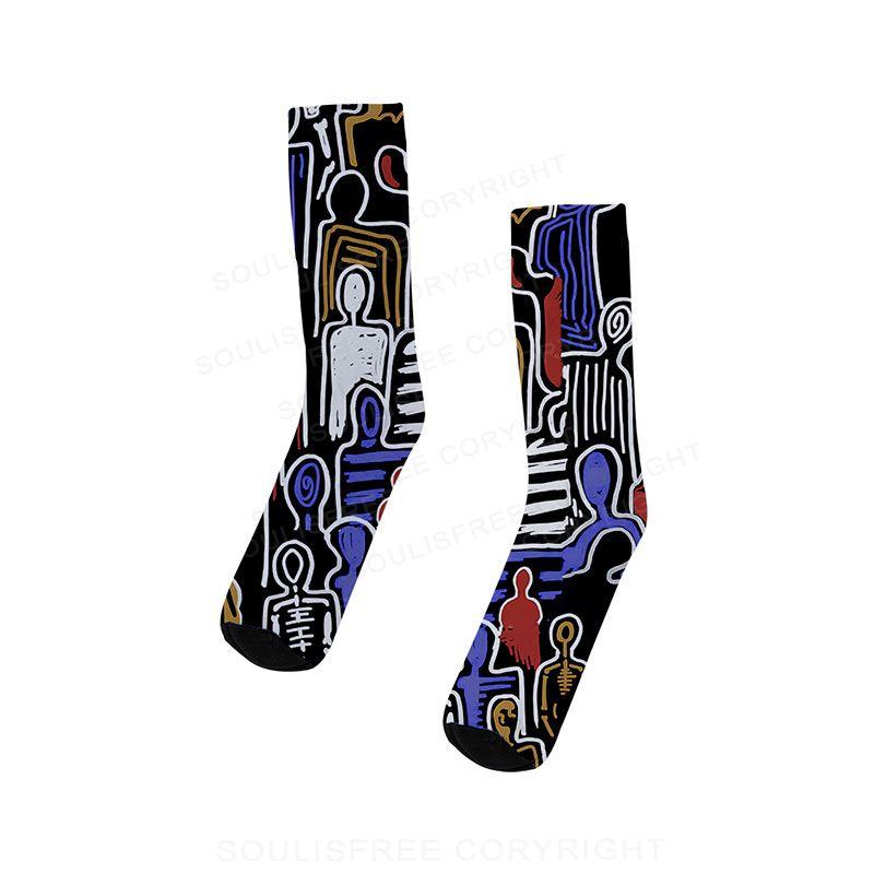 Abstract Human Figure Full Print Socks