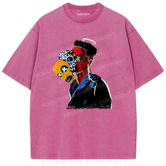 Multiple Masks Rose Red / S Washed T-Shirts