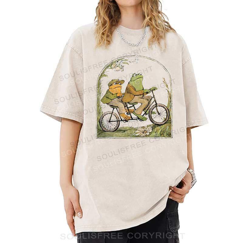 Frog Couple Washed T-Shirts