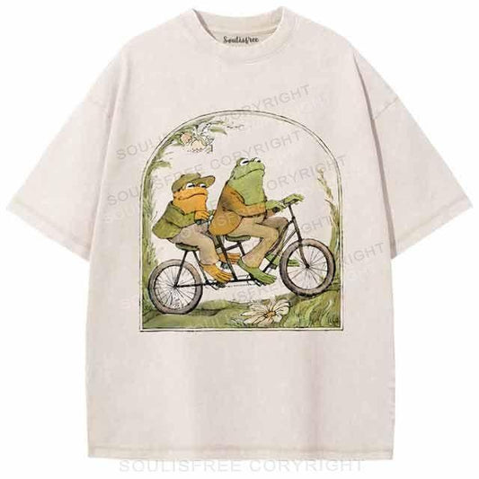 Frog Couple Apricot / S Washed T-Shirts