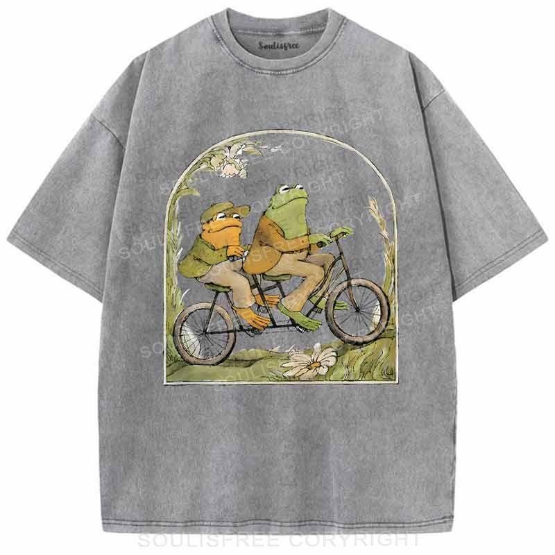 Frog Couple Grey / S Washed T-Shirts