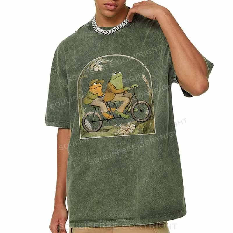 Frog Couple Washed T-Shirts