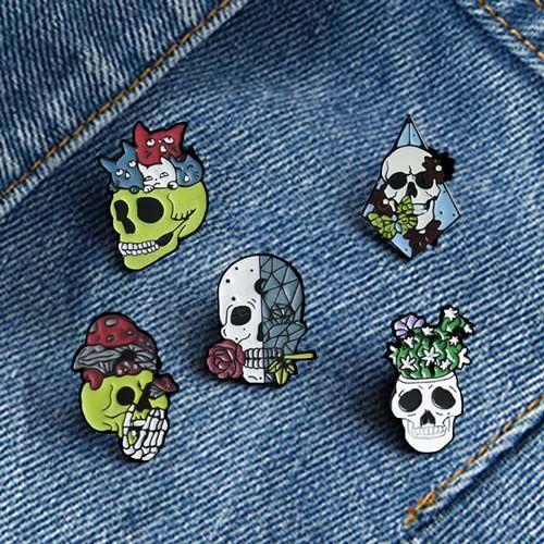 Flower Skull Pins